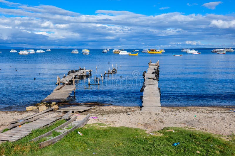 Copacabana-Docks auf Titicaca See, Bolivien stockbilder Copacabana-Docks auf Titicaca See, Bolivien stockbilder