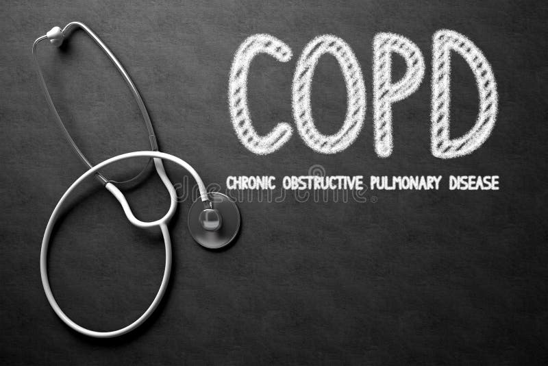COPD-begrepp på den svart tavlan illustration 3d vektor illustrationer COPD-begrepp på den svart tavlan illustration 3d vektor illustrationer