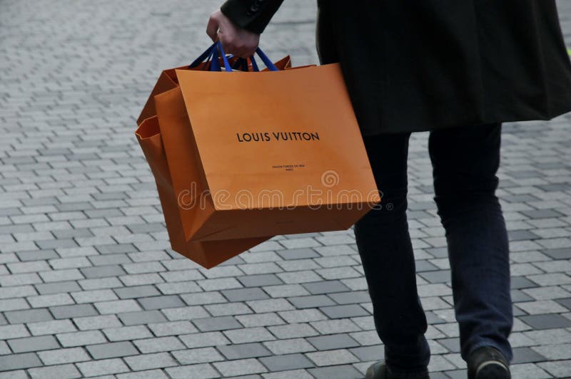 Copenhagen, Denmark. 01 May 2021, Louis Vuitton shopprs with LouisVuitton  shopping bags in anis capital. . Photo..Francis Dean/Deanpictures Stock  Photo - Alamy