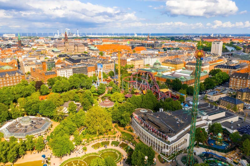 Aerial View Of The Tivoli Gardens Amusement Park Editorial Stock