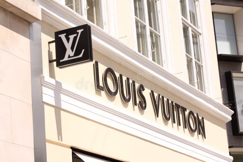 Sign for high end fashion and exclusive brand Louis Vuitton Stock