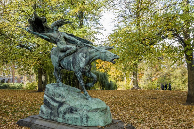 Bronze statue of a valkyrie, a female figure in Norse mythology designed by  sculptor Stephan Sinding 1908 in Churchill park, Copehhagen, Denmark Stock  Photo - Alamy