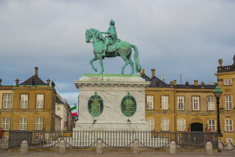 COPENHAGEN, DENMARK: Sculpture of Frederik V on Horseback in ...