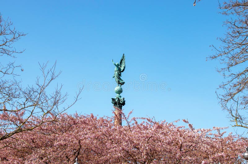 Copenhagen - Spring. Statue of Goddess Victoria Stock Photo - Image of ...