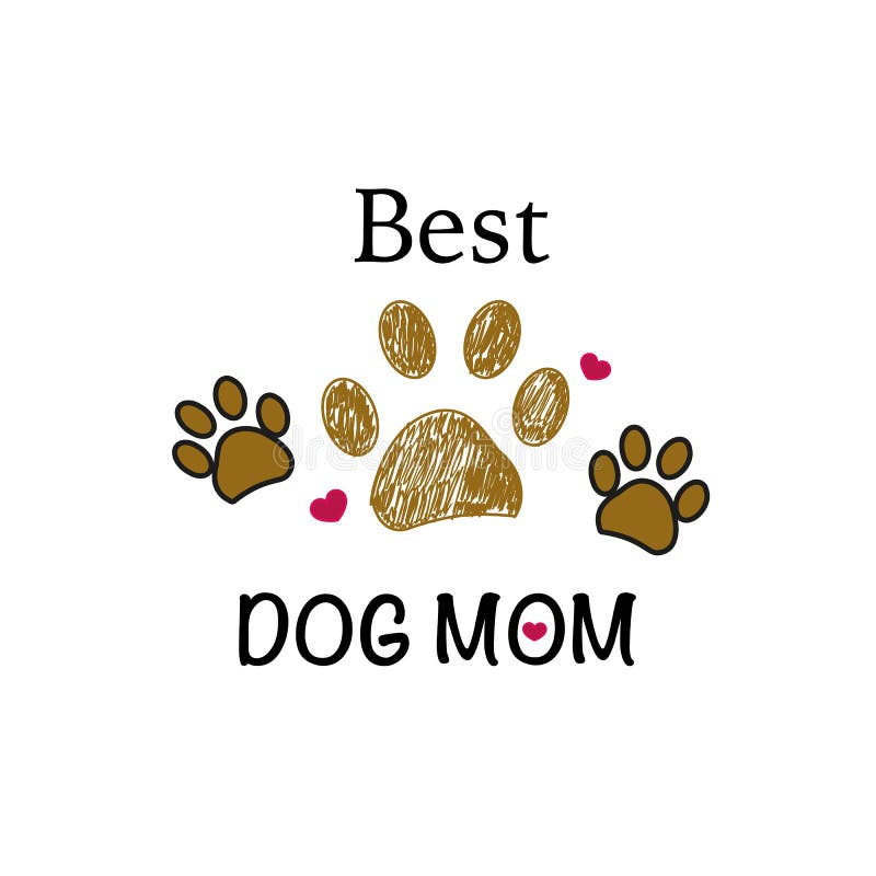 Copie de patte de Brown avec des coeurs Texte de maman du plus grand chien du ` s du monde Fond heureux de jour du ` s de mère illustration libre de droits Copie de patte de Brown avec des coeurs Texte de maman du plus grand chien du ` s du monde Fond heureux de jour du ` s de mère illustration libre de droits