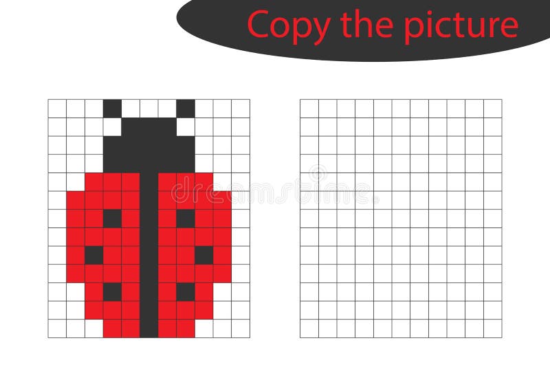 Copiez L Image Art De Pixel Bande Dessinee De Coccinelle La Formation De Dessin De Qualifications Jeu De Papier Educatif Pour Illustration Stock Illustration Du Educatif Dessinee 146351770