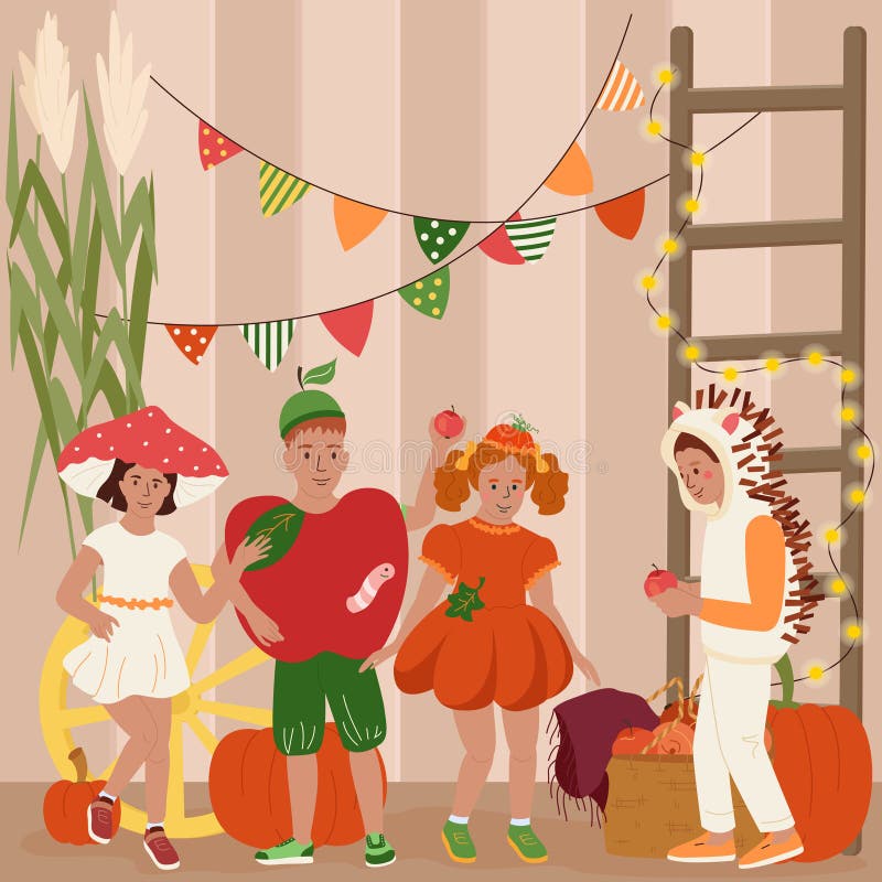Copii la petrecerea de recoltă royalty free illustration