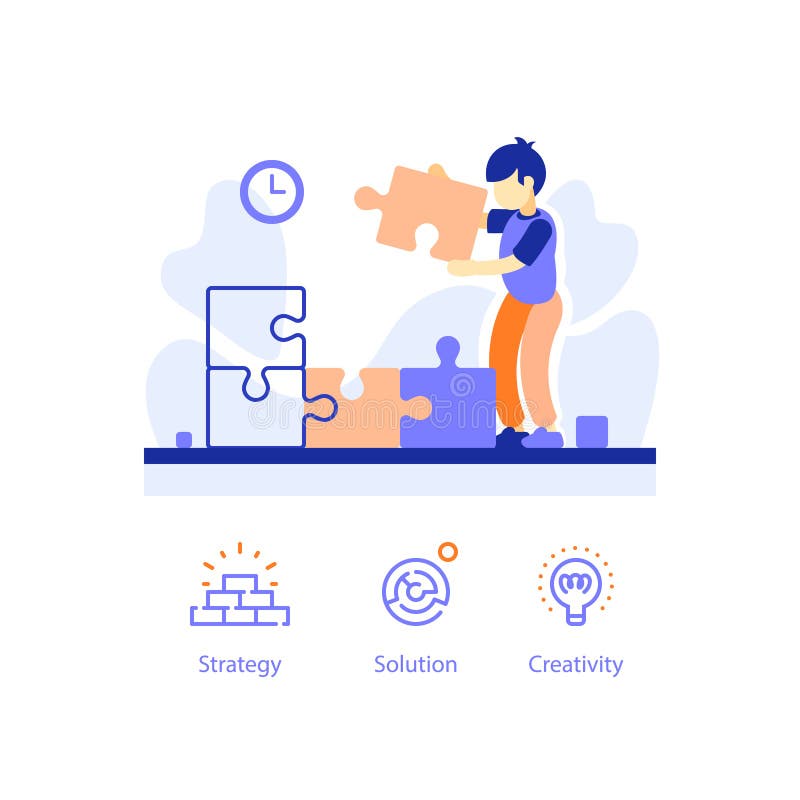 Copil dezvoltare timpurie copil copil inteligent asamblează puzzle-uri competențe cognitive îmbunătățite rezolvarea problemei stock illustration