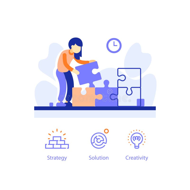 Copil dezvoltare timpurie copil copil inteligent asamblează puzzle-uri competențe cognitive îmbunătățite rezolvarea problemei vector illustration
