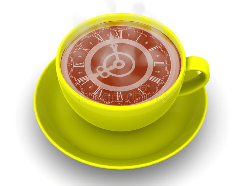 Very beautiful three-dimensional illustration, figure.Cup with clock. Eight o'clock 3d. Very beautiful three-dimensional illustration, figure.Cup with clock. Eight o'clock 3d