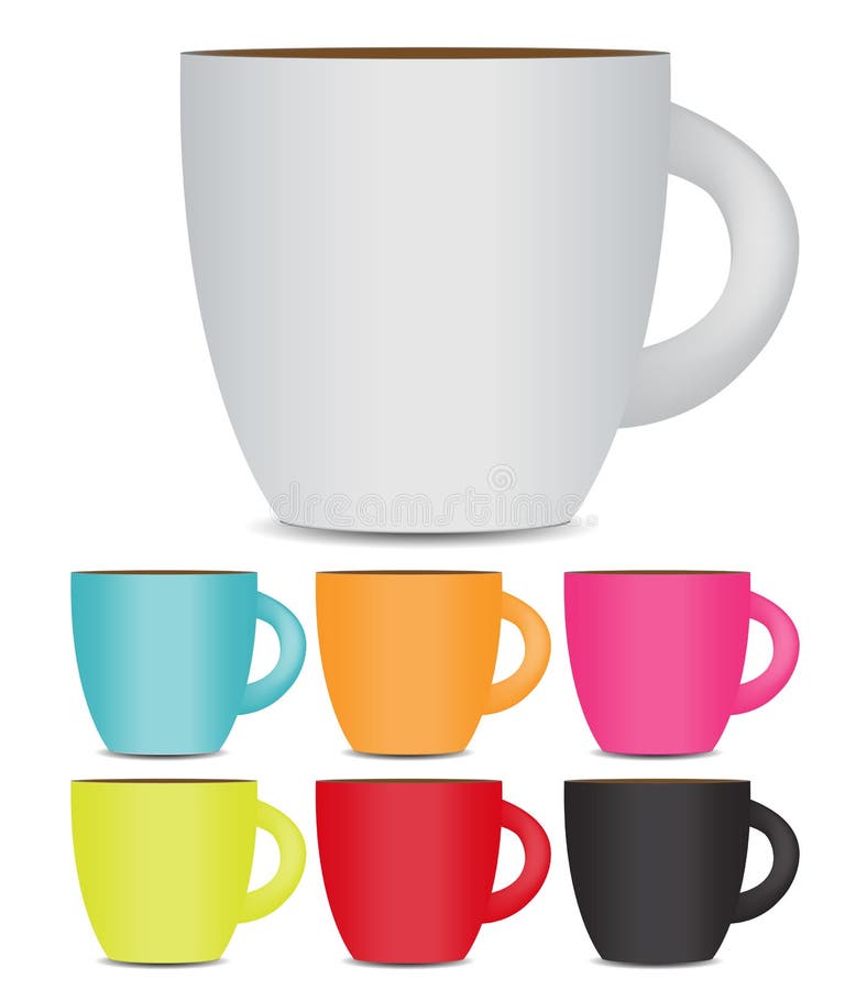 Copo de café ajustado no fundo branco foto ilustração stock