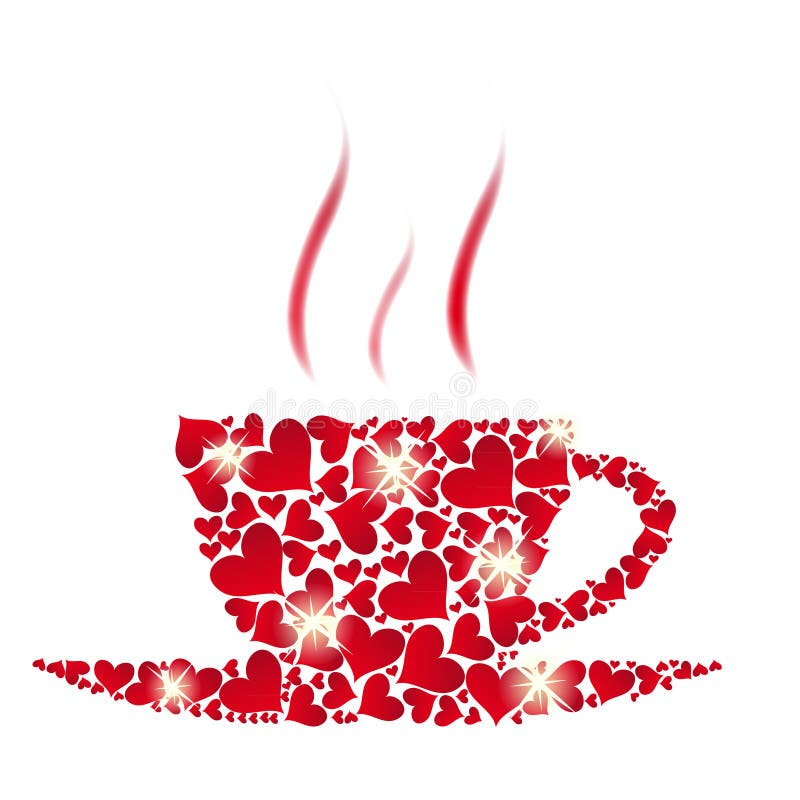 Caneca de café vetorial de corações ilustração do vetor