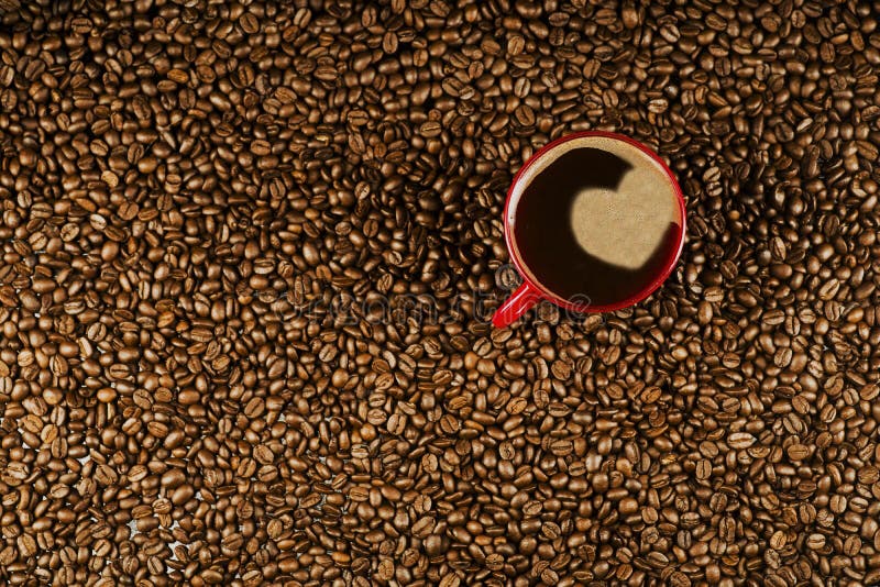 Copo de café em feijões de café no fim acima da foto imagens de stock Copo de café em feijões de café no fim acima da foto imagens de stock