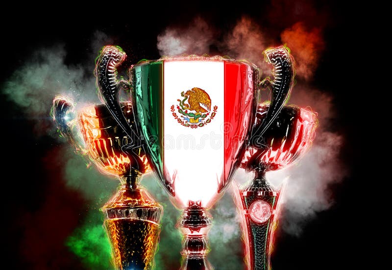 Copo do troféu textured com a bandeira de México 2D ilustração de Digitas ilustração royalty free Copo do troféu textured com a bandeira de México 2D ilustração de Digitas ilustração royalty free