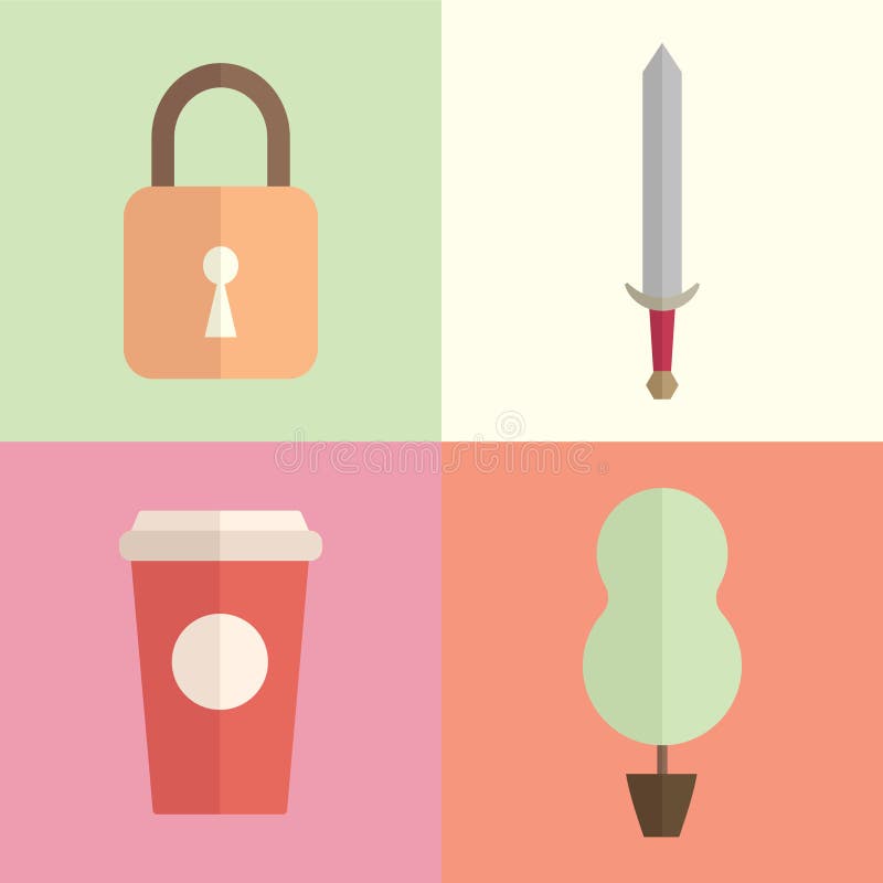 Copo, fechamento, copo de papel, ilustrações da árvore/ícones lisos com cores lisas ilustração do vetor Copo, fechamento, copo de papel, ilustrações da árvore/ícones lisos com cores lisas ilustração do vetor