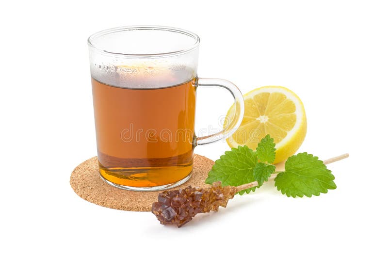 Copo quente do chá com limão imagem de stock Copo quente do chá com limão imagem de stock