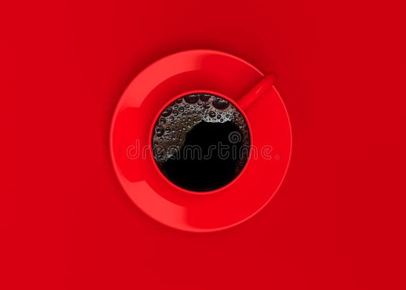 Copo vermelho do café preto no conceito mínimo do fundo vermelho ilustração do vetor Copo vermelho do café preto no conceito mínimo do fundo vermelho ilustração do vetor