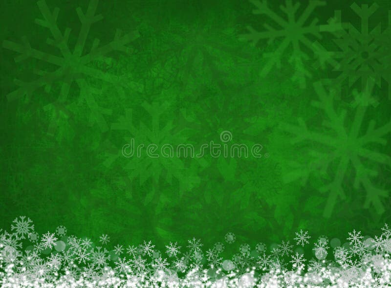 Copos de nieve blancos en fondo verde de la Navidad ilustración del vector