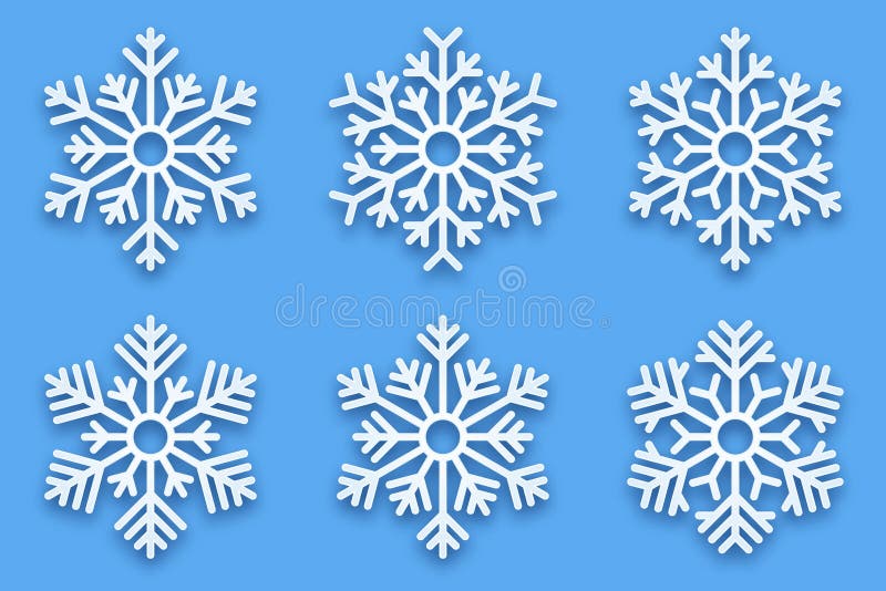 copos de nieve decorativos de Papercut del vector 3D stock de ilustración copos de nieve decorativos de Papercut del vector 3D stock de ilustración