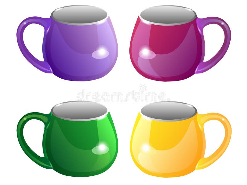 copos Um grupo de copos Copos coloridos para o chá ilustração do vetor copos Um grupo de copos Copos coloridos para o chá ilustração do vetor