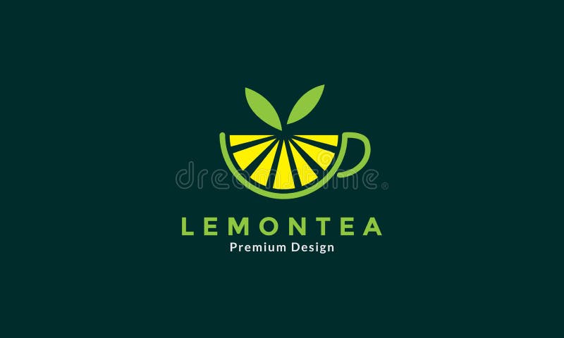 Coppa di tè al limone di frutta colorata disegno di un simbolo vettoriale di disegno di un logo illustrazione di stock