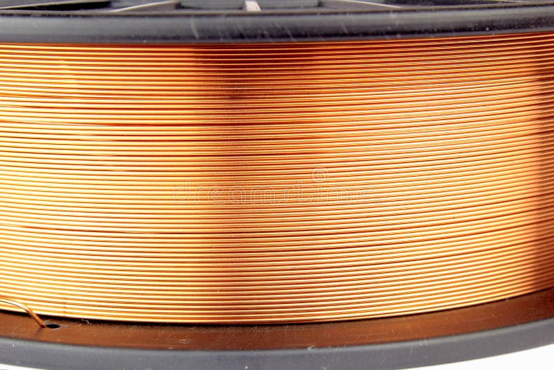 Copper Coated Steel Wire on a Plastic Spool. Welding Wire. Stock Photo Image of industrial