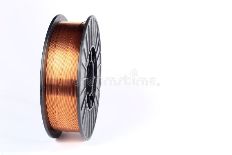 Copper Coated Steel Wire on a Plastic Spool. Welding Wire. Stock Photo Image of manufacturing