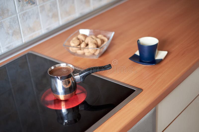 Copper Coffee Maker on the Electric Stove Stock Image Image of baked