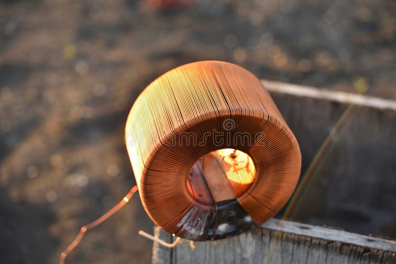Copper Coil. Copper Wire Wound on a Coil Stock Image Image of power