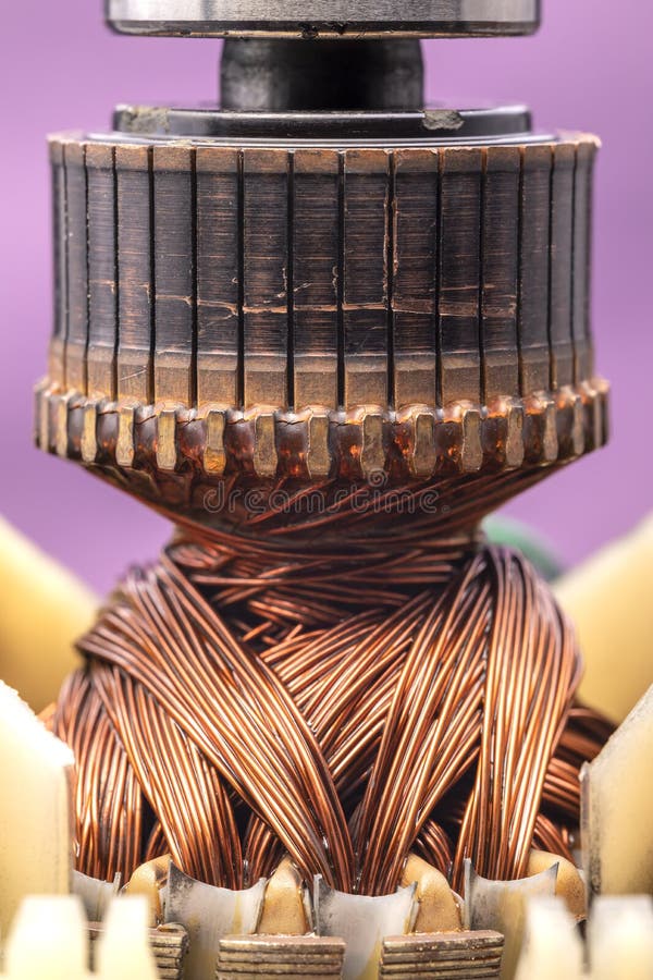 Copper Commutator Bar of the Electric Motor Close Up Stock Image
