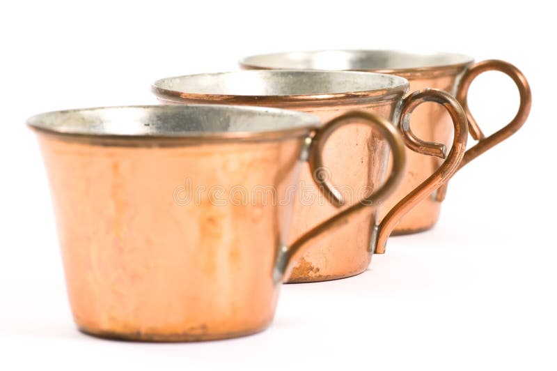 Copper cups stock image. Image of close, objects, antique 4362323