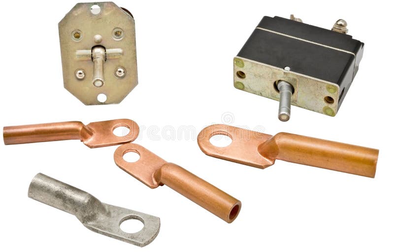 Copper electric terminals stock photo. Image of power 13090758
