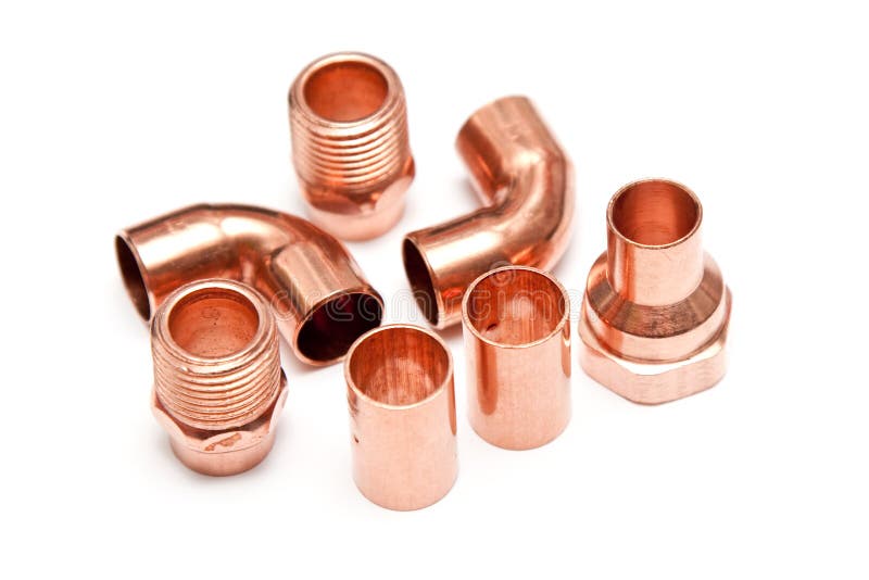 Copper fittings stock photo. Image of pieces, couplers 14311516