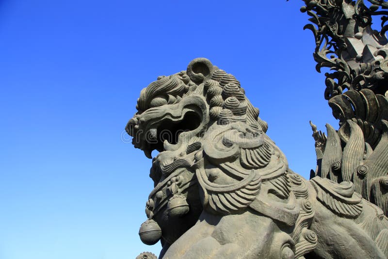 The copper lion sculpture stock photo. Image of metal 173451428