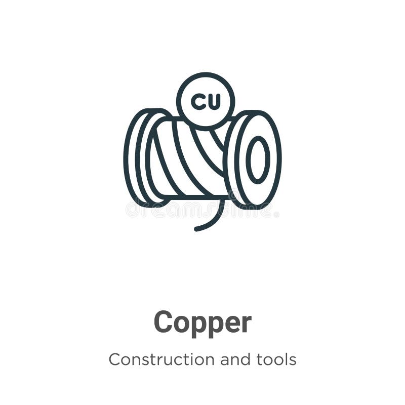 Outline Copper Vector Icon. Isolated Black Simple Line Element