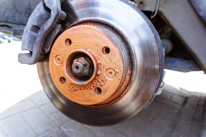 Copper Paint Applied To the Wheel To Prevent Corrosion. Closeup Stock Image Image of disc