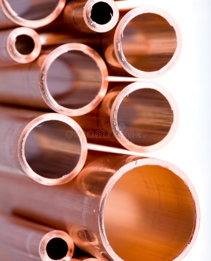 Copper Pipes of Different Diameter Stock Photo Image of background