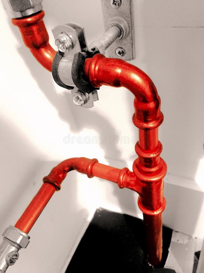 Copper piping stock image. Image of interior, plumbing 69793817