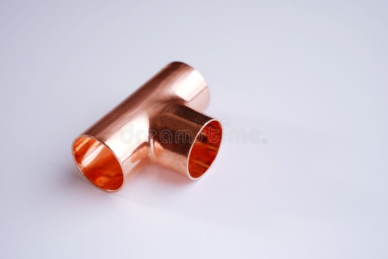Copper Plumbing Fitting Adapter Copper Pipe Accessories Isolated at