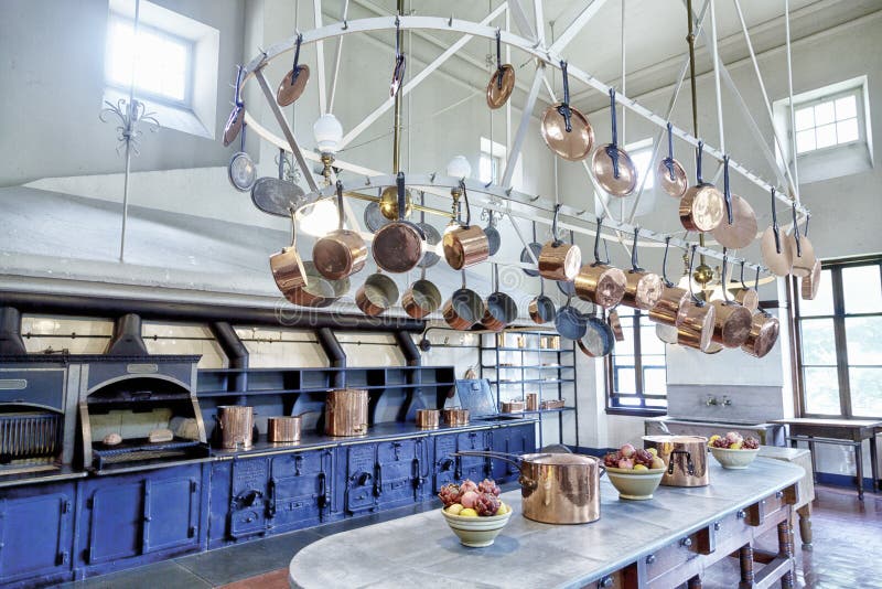 Copper Pots in Antique Kitchen Stock Photo Image of burning, house