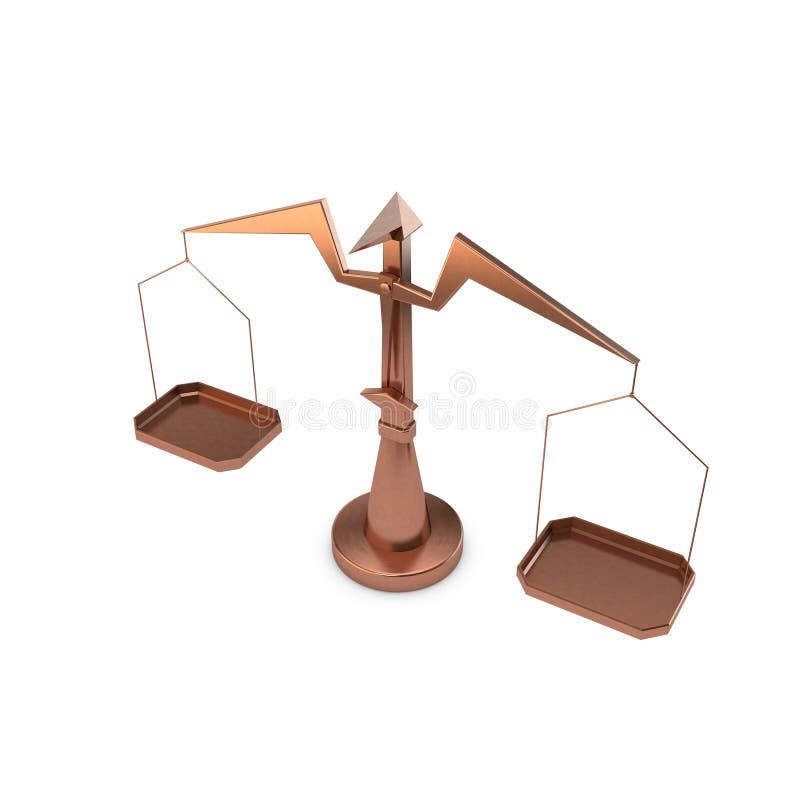 Copper Scales in Form of Abstract Bird. Isolated on White Stock