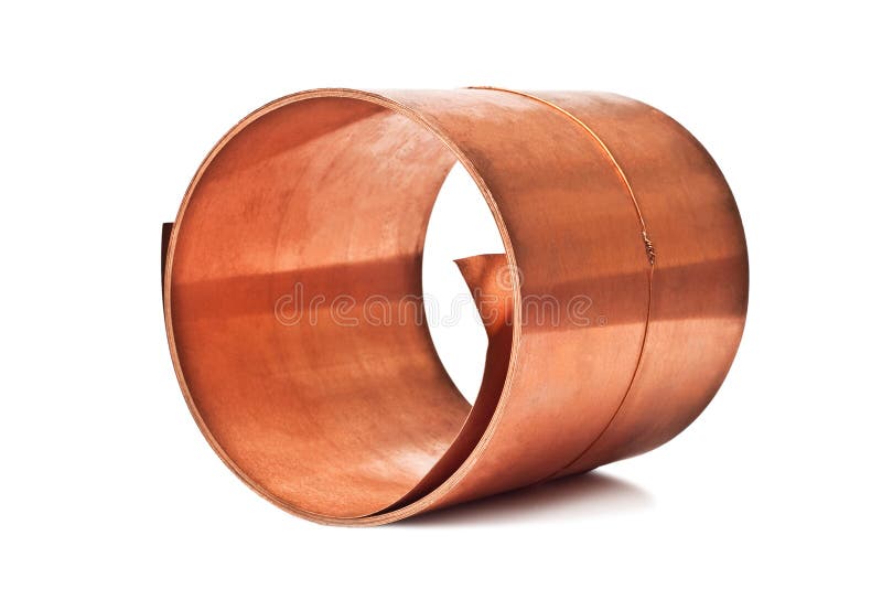Copper sheet rolled into a roll