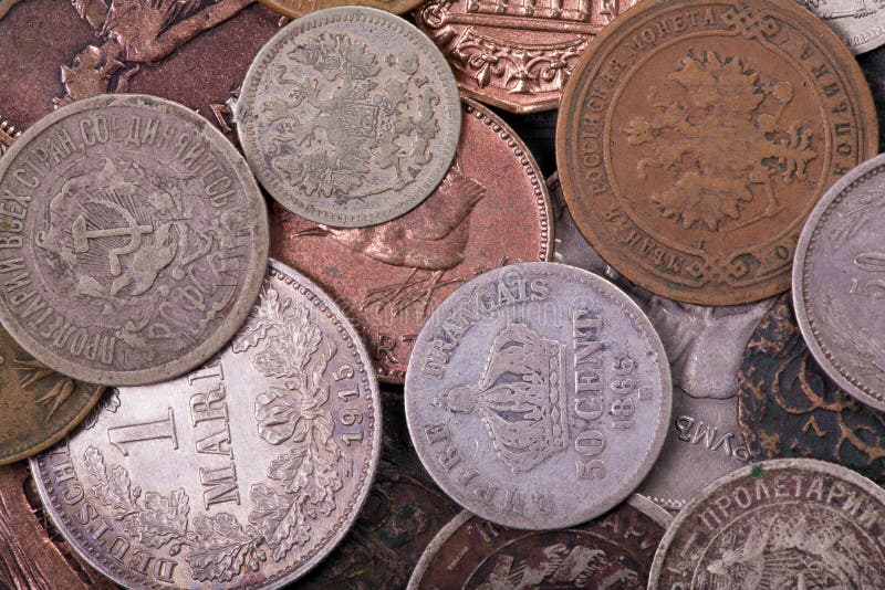 Copper And Silver Coins Background Stock Photo - Image of abundance