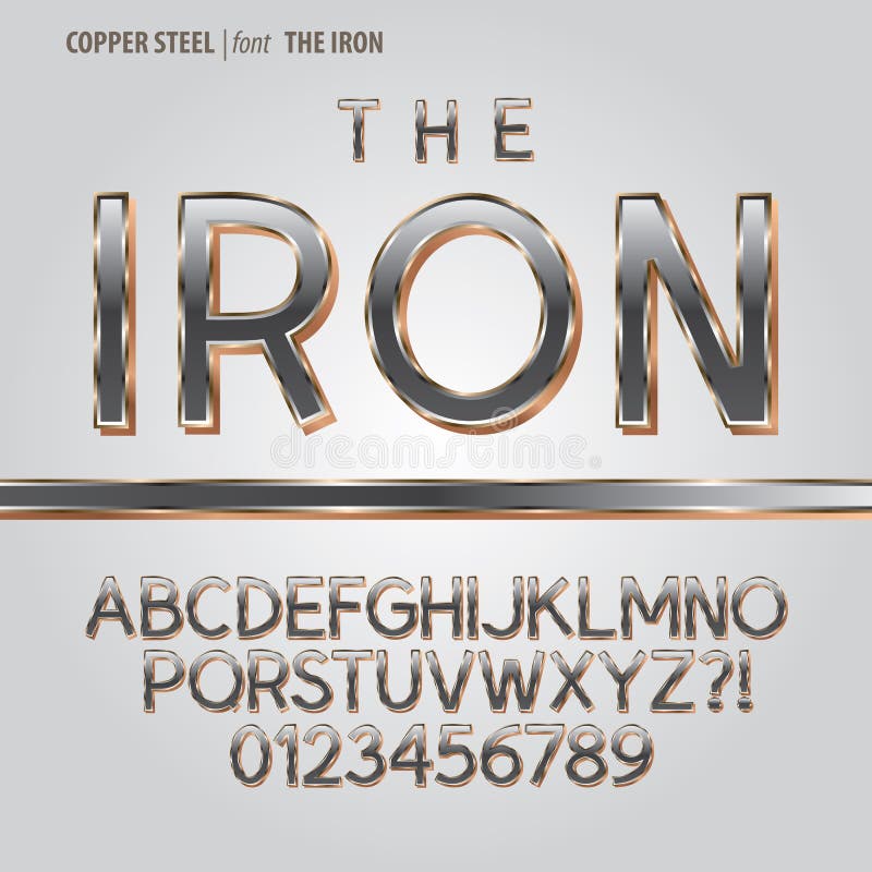 Copper Steel Alphabet and Digit Vector