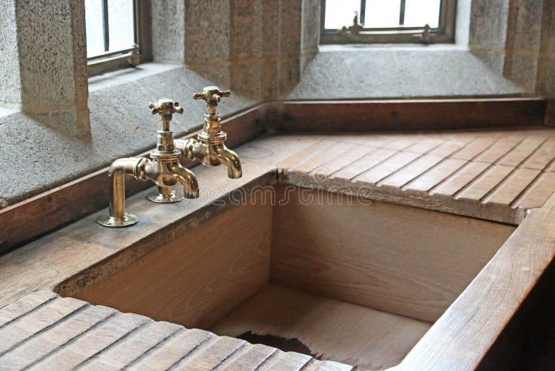 Copper Taps by a Vintage Sink Stock Image Image of faucet, handle