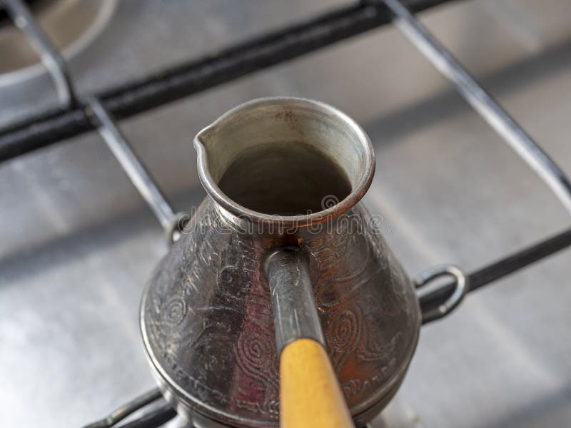 Copper Turk for Brewing Coffee on a Gas Stove Stock Photo Image of coffee, kitchen 218872532