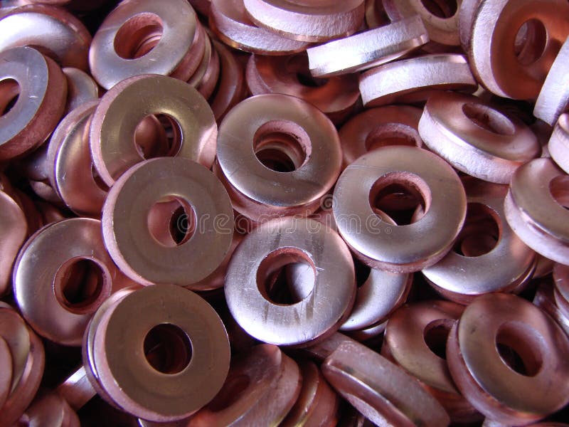 Copper washers stock photo. Image of round, electrical 14089500