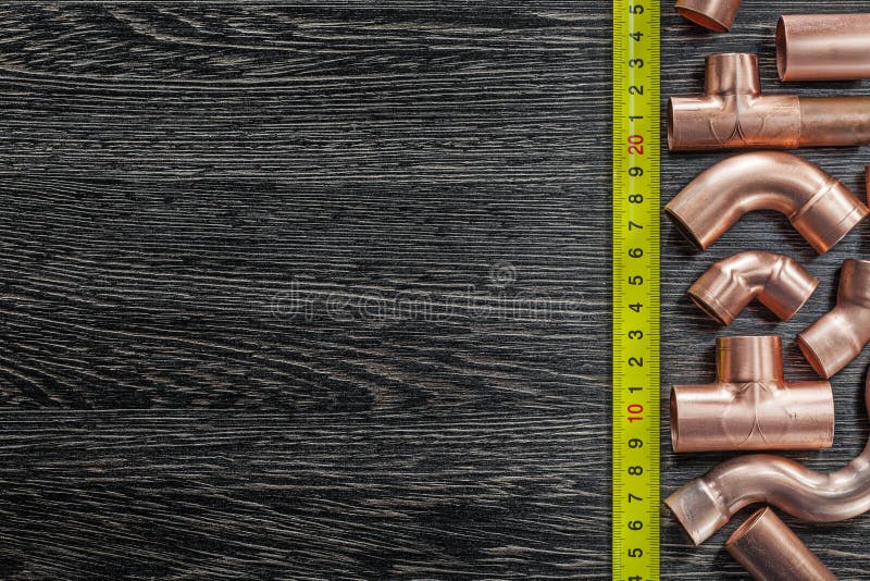 Copper Water Pipe Cutter on Wooden Board Plumbing Brassware Conc Stock