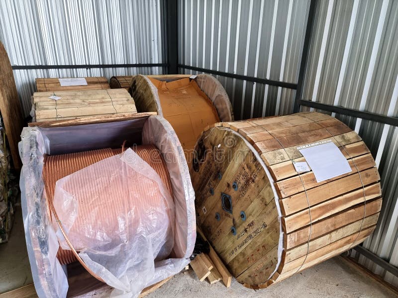The Copper Wire Cable Drum in the Site Stock for Earth Grounding Stock