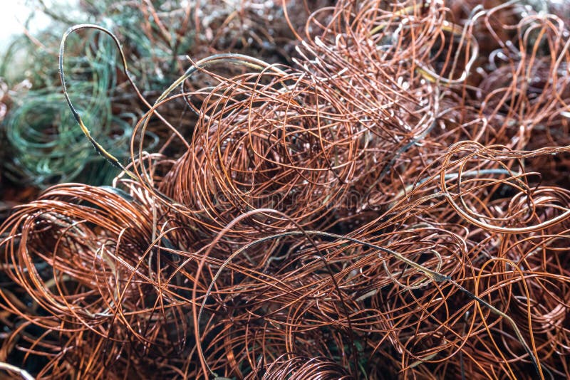 Copper Wire Scrap from Electric Cable Recycling. Stock Image Image of